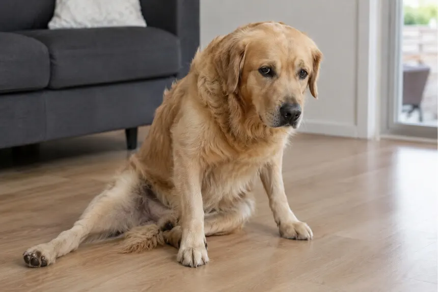 Dog showing signs of a torn ACL or cruciate ligament injury