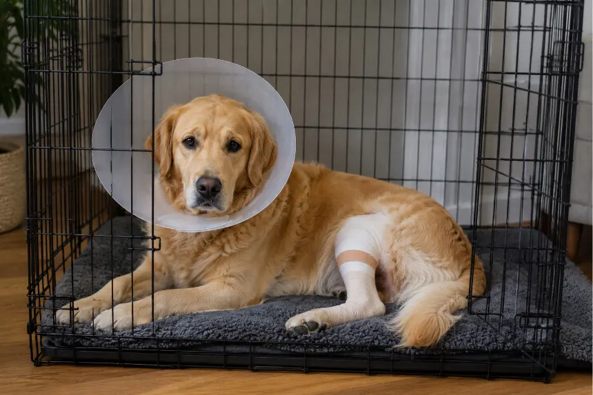 Dog recovering well after cruciate ligament surgery